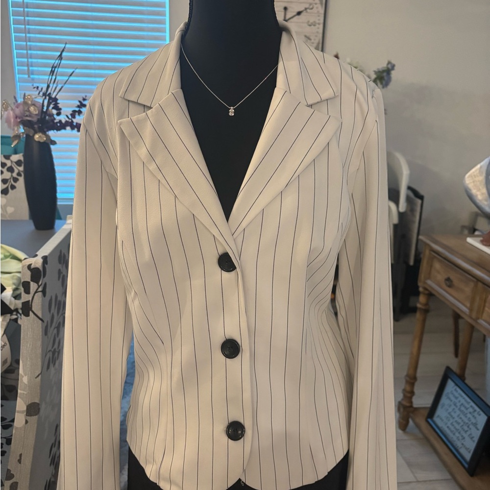 Speechless White Pinstripe Blazer